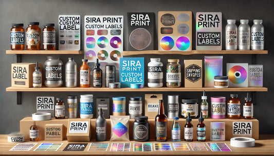 Custom Labels: Upgrade your product presentation with Sira Print's waterproof, customizable labels. Ideal for businesses seeking durable and attractive labeling solutions.